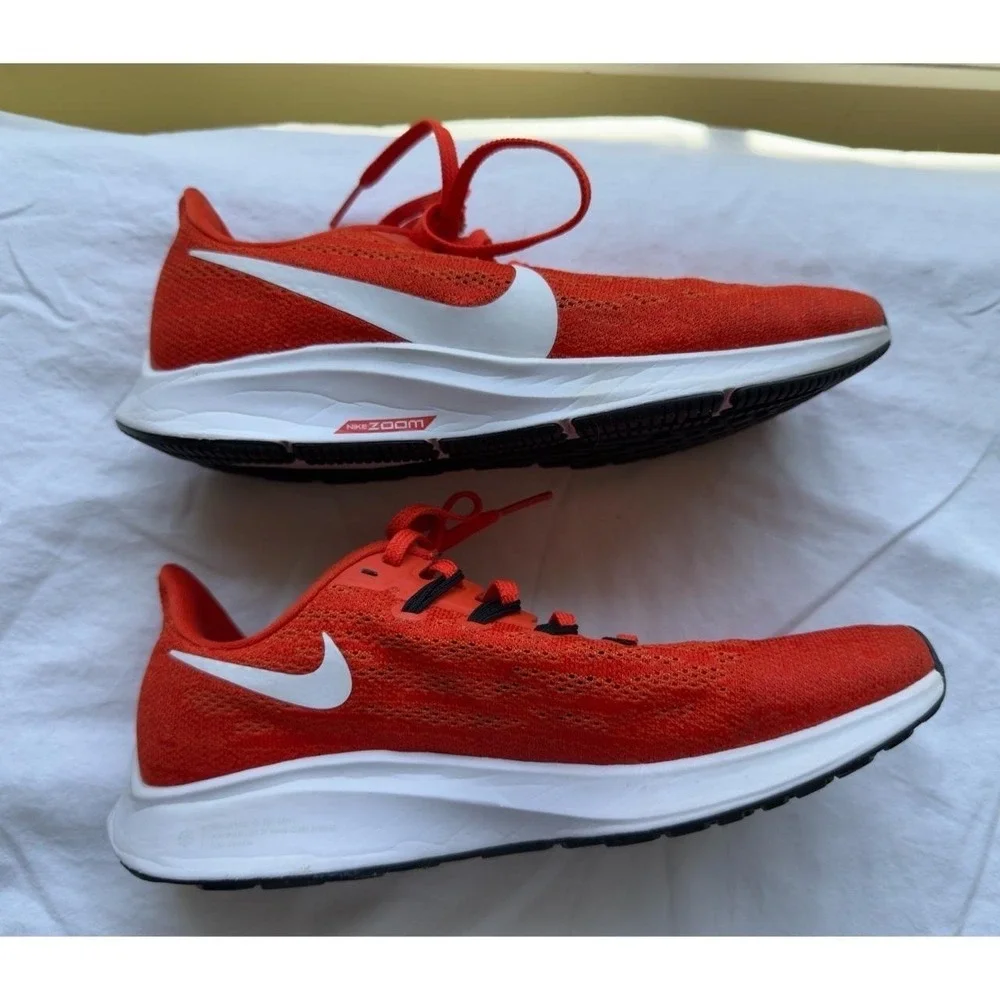 Nike Sneakers Womens 7.5 Orange‎ White Running Shoes Zoom Pegasus 36 Lightweight